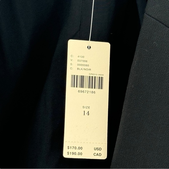 NEW! Anthropologie Tie Waist Open Back Mini Dress / Long Blazer Black | Size 14 - Picture 11 of 13